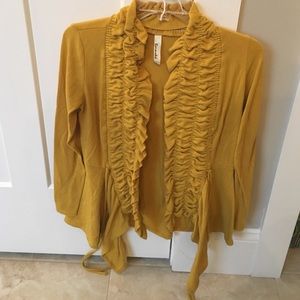 Tie front cardigan. Mustard color. Boutique bought